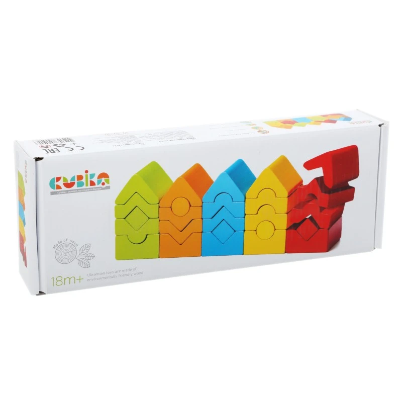 Комплект дървени блокчета Cubika, Цветни кули